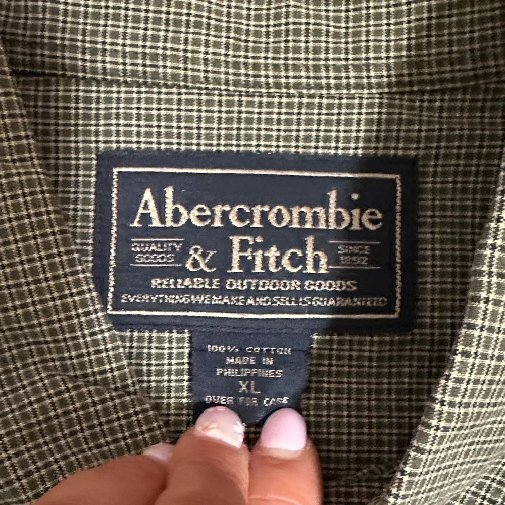 Abercrombie & Fitch Green Plaid Long Sleeve Button-Up Shirt Men's XL Cotton